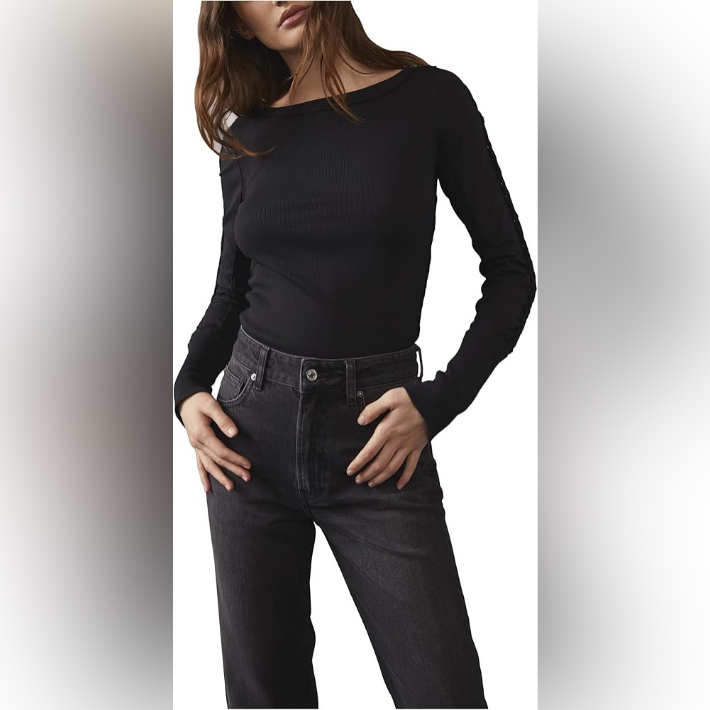 Nwt Free People Daisy Chain Cuff Black Top